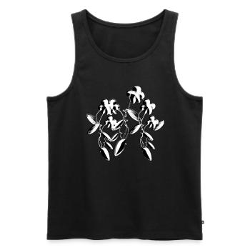 fleurs grises plantes à paillettes naturelles - Débardeur bio Premium Homme - noir - Devant - Michal (187cm)