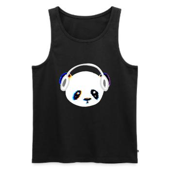 Panda Kopfhörer Musik Kopf Tier - Männer Premium Bio Tank Top - Schwarz - Vorne - Michal (187cm)