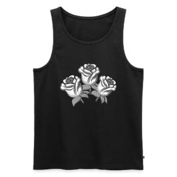 Plante grise Trois Fleurs Rose Paillettes - Débardeur bio Premium Homme - noir - Devant - Michal (187cm)