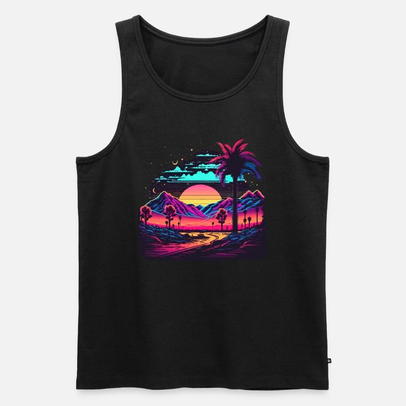 Synth-Landschaft - Männer Premium Bio Tank Top - Schwarz