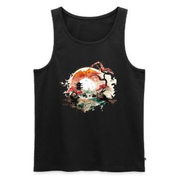 Japanische Landschaft - Männer Premium Bio Tank Top - Schwarz - Vorne - AI Model Male 178 light (178cm)