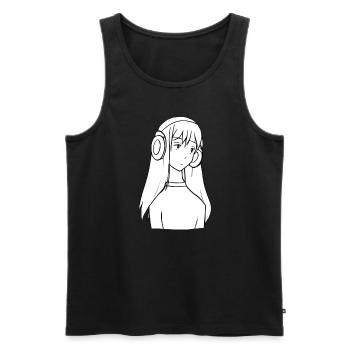Casque Fille Manga Anime - Débardeur bio Premium Homme - noir - Devant - AI Model Male 178 light (178cm)