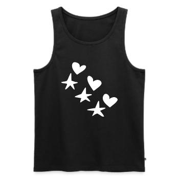 Hearts Stars Pattern Icon - Men's Premium Organic Tank Top - black - Front - AI Model Male 178 light (178cm)