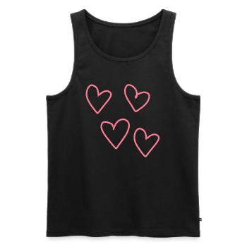 vier rosa herzen herz muster symbol liebe - Männer Premium Bio Tank Top - Schwarz - Vorne - Michal (187cm)