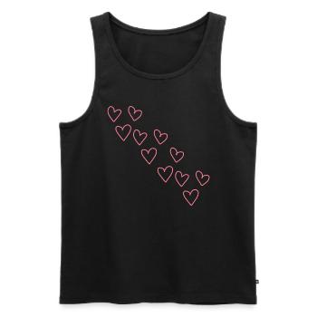 muster herzen herz symbol liebe rosa - Männer Premium Bio Tank Top - Schwarz - Vorne - Michal (187cm)