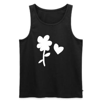 fleur symbole nature plante coeur amour - Débardeur bio Premium Homme - noir - Devant - Michal (187cm)