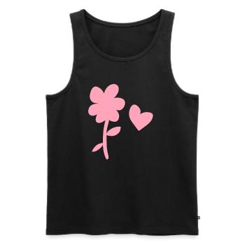 symbole fleur nature plante coeur - Débardeur bio Premium Homme - noir - Devant - Michal (187cm)