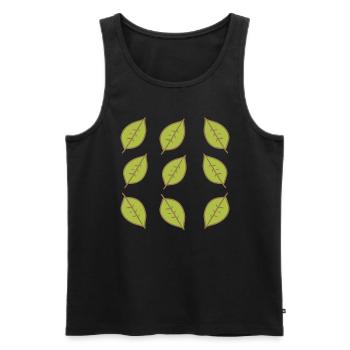 Motif Feuille Feuilles Cadre Vert Forme Nature - Débardeur bio Premium Homme - noir - Devant - Michal (187cm)