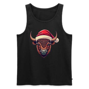 Bison Weihnachten Santa - Männer Premium Bio Tank Top - Schwarz - Vorne - Michal (187cm)