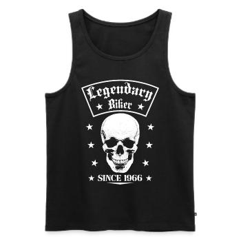Legendary biker since 1966 - Men's Premium Organic Tank Top - black - Front - AI Model Male 178 light (178cm)
