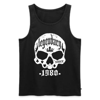 Legendary since 1980 - Men's Premium Organic Tank Top - black - Front - AI Model Male 178 light (178cm)