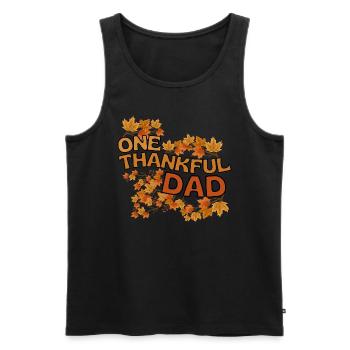 Thankful Dad Papa Herbst Blätter Dankbarkeit - Männer Premium Bio Tank Top - Schwarz - Vorne - AI Model Male 178 light (178cm)