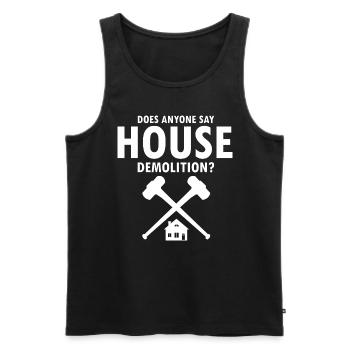 Conception de démolition de maisons et rénovation de maisons - Débardeur bio Premium Homme - noir - Devant - Michal (187cm)