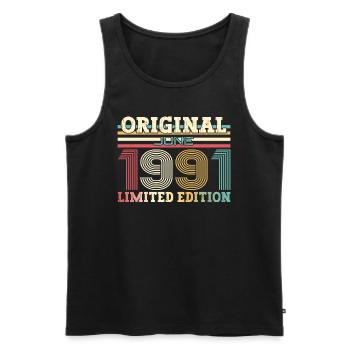 Original June 1991 Born 1991 33rd Birthday 91 - Men's Premium Organic Tank Top - black - Front - AI Model Male 178 light (178cm)