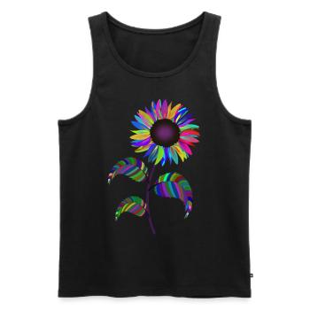 Fleur de tournesol jardin vivace fleurs colorées - Débardeur bio Premium Homme - noir - Devant - AI Model Male 178 light (178cm)
