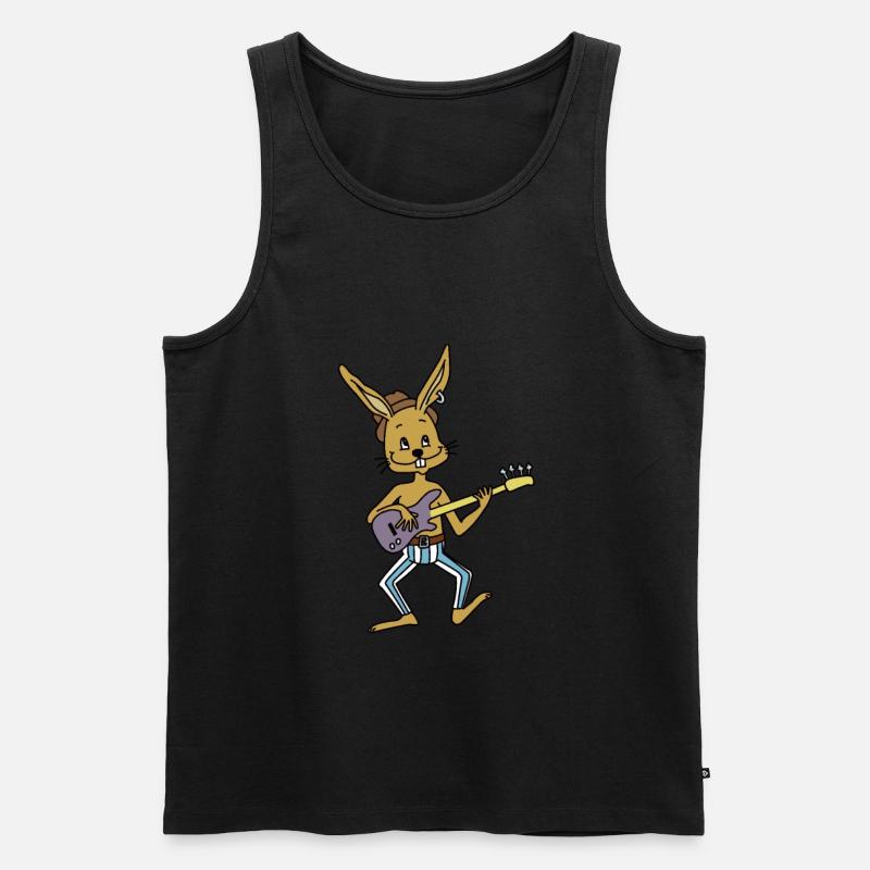 Bass playing rabbit - Männer Premium Bio Tank Top - Schwarz