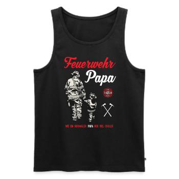 Feuerwehr Papa - Männer Premium Bio Tank Top - Schwarz - Vorne - Michal (187cm)
