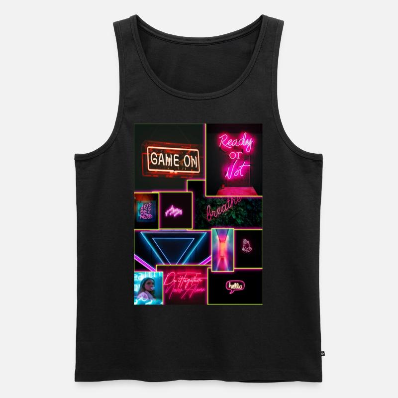 Retro Neon - Männer Premium Bio Tank Top - Schwarz
