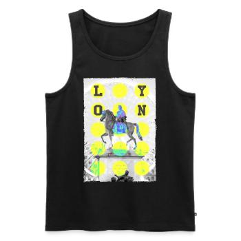 Lyon France Ville Skyline Accueil Amour - Débardeur bio Premium Homme - noir - Devant - AI Model Male 178 light (178cm)