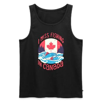 Fishing in Canada - Men's Premium Organic Tank Top - black - Front - Michal (187cm)