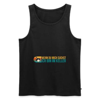 Wenn Du Mich Suchst Ich Bin Im Keller Schlagzeug - Männer Premium Bio Tank Top - Schwarz - Vorne - AI Model Male 178 light (178cm)