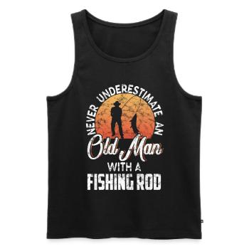 alter Mann Angel Rente Angler Fisch lustig Spruch - Männer Premium Bio Tank Top - Schwarz - Vorne - AI Model Male 178 light (178cm)