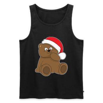 The cute Christmas bear Christmas Teddy Bear - Men's Premium Organic Tank Top - black - Front - Michal (187cm)