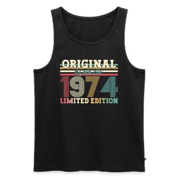 50th Birthday Original August 1974 Born 1974 - Men's Premium Organic Tank Top - black - Front - AI Model Male 178 light (178cm)