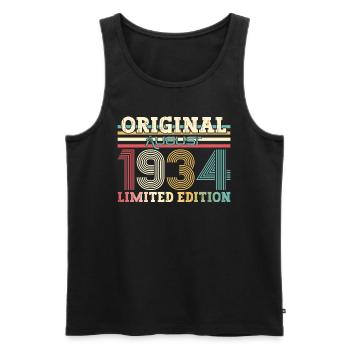90e anniversaire Original août 1934 Né en 1934 - Débardeur bio Premium Homme - noir - Devant - Michal (187cm)