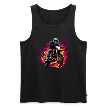Motocross Dirt Bike Flame - Débardeur bio Premium Homme - noir - Devant - Michal (187cm)