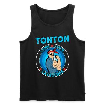 Tonton Vintage L'homme Le Mythe La Légende - Débardeur bio Premium Homme - noir - Devant - Michal (187cm)