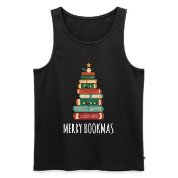 Livres Arbre de Noël, Joyeux Bookmas - Débardeur bio Premium Homme - noir - Devant - Michal (187cm)