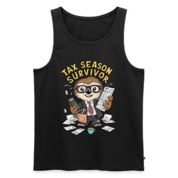 Tax Season Survivor - Men's Premium Organic Tank Top - black - Front - AI Model Male 178 light (178cm)
