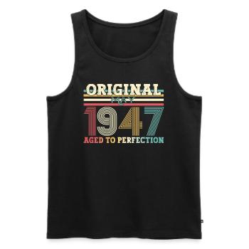 Original May 1947 Vintage 1947 Birthday 1947 - Men's Premium Organic Tank Top - black - Front - AI Model Male 178 light (178cm)