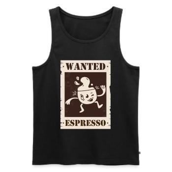 Wanted Espresso - Men's Premium Organic Tank Top - black - Front - AI Model Male 178 light (178cm)
