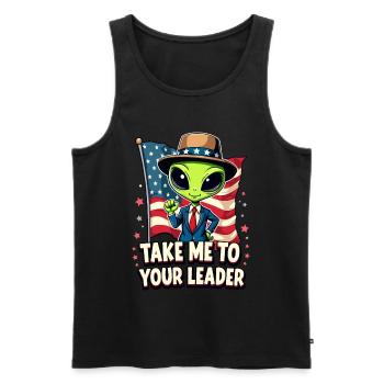 Emmenez-moi à votre leader USA Patriot Alien - Débardeur bio Premium Homme - noir - Devant - AI Model Male 178 light (178cm)