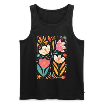 Motif floral Otomi Art culturel - Débardeur bio Premium Homme - noir - Devant - AI Model Male 178 light (178cm)
