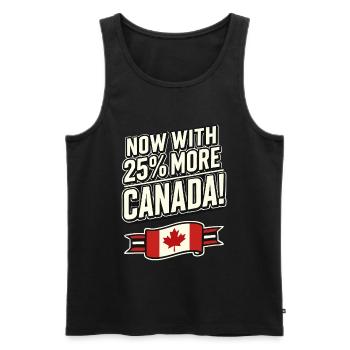Maintenant avec 25 % plus de Canada – Satire des tarifs commerciaux - Débardeur bio Premium Homme - noir - Devant - AI Model Male 178 light (178cm)