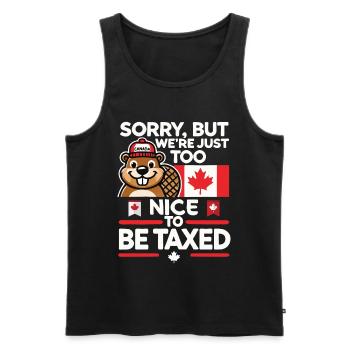 Trop beau pour les tarifs douaniers – Satire des tarifs commerciaux du Canada - Débardeur bio Premium Homme - noir - Devant - AI Model Male 178 light (178cm)