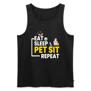 Manger Dormir Pet Sit Répéter Petsitting - Débardeur bio Premium Homme - noir - Devant - Michal (187cm)