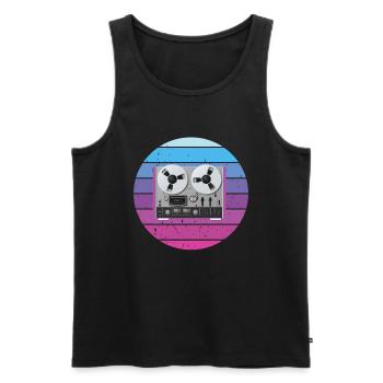 Retro Tape Recorder Tonbandgerät - Männer Premium Bio Tank Top - Schwarz - Vorne - AI Model Male 178 light (178cm)