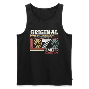 Original Octobre 1979 43ème Anniversaire Cadeau Cool - Débardeur bio Premium Homme - noir - Devant - Michal (187cm)