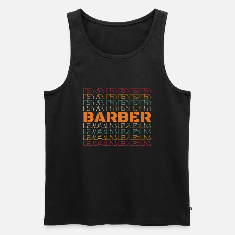 Barber Retro Barber Barbier Bart - Männer Premium Bio Tank Top - Schwarz