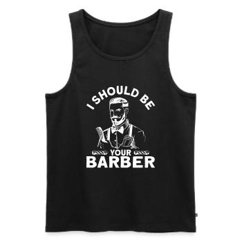 Je devrais être votre barbier Barbier Bart - Débardeur bio Premium Homme - noir - Devant - AI Model Male 178 light (178cm)