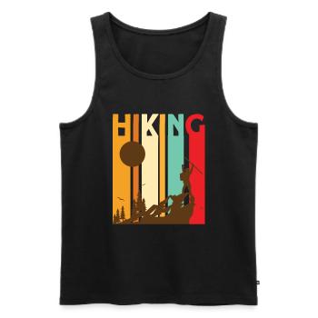 Hiking Retro Hiking - Männer Premium Bio Tank Top - Schwarz - Vorne - Michal (187cm)