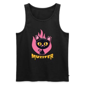 Muzifer Devil Lutzifer Cat Kitten - Men's Premium Organic Tank Top - black - Front - AI Model Male 178 light (178cm)