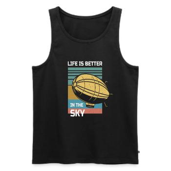 Life Is Better in The Sky Zeppelin - Männer Premium Bio Tank Top - Schwarz - Vorne - Michal (187cm)