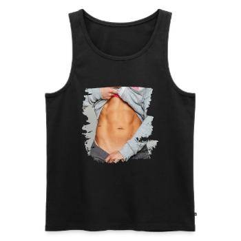 Fake Muscle Woman Fitness Women's Body - Men's Premium Organic Tank Top - black - Front - Michal (187cm)