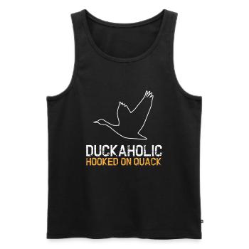 Duckaholic Duck Duck Bird - Men's Premium Organic Tank Top - black - Front - AI Model Male 178 light (178cm)
