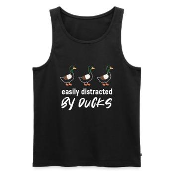 Easily Distracted By Ducks Ente Vogel - Männer Premium Bio Tank Top - Schwarz - Vorne - Michal (187cm)